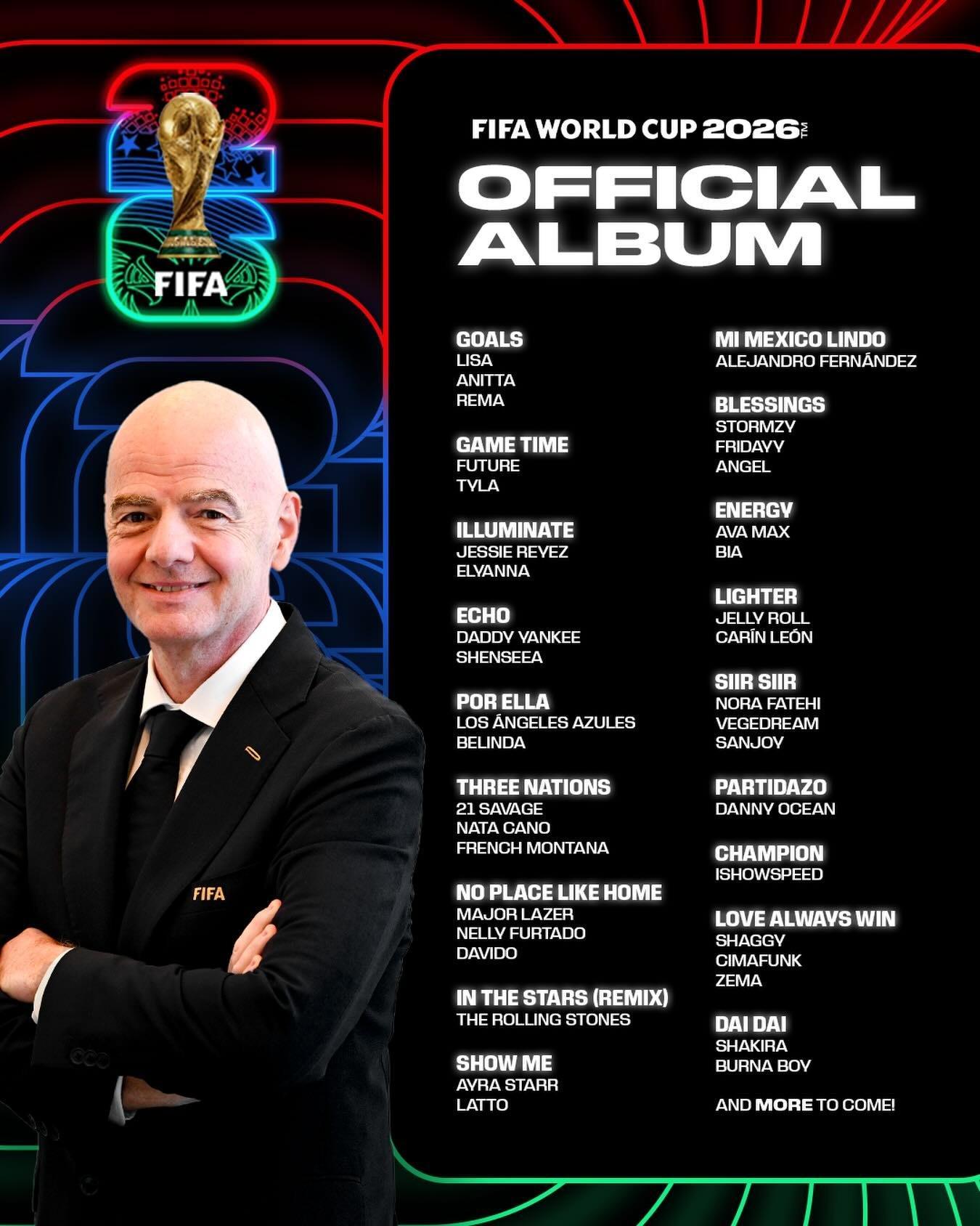 开云体育下载-FIFA公布本届世界杯18首官方歌曲，甲亢哥的Champion在列